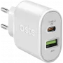 SBS - Fonte de alimentação - 20 Watt - 3 A - carregamento rápido, PD - 2 portas de saída (USB, USB-C de 24 pinos) - branco - Europa (TETRPD20W)
