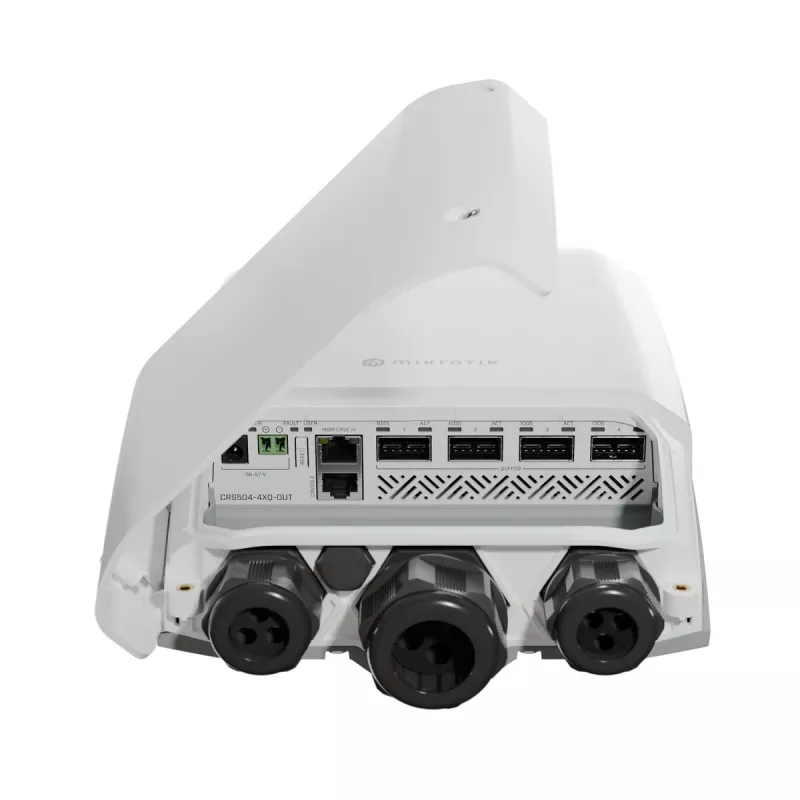 Switch de rede Mikrotik CRS504-4XQ-OUT Managed L3 Fast Ethernet (10/100) Power over Ethernet (PoE) 1U branco