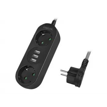 Extensão elétrica LogiLink LPS262U 1,5 m 2 tomadas AC interior preto