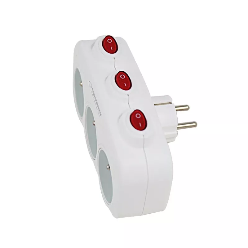 Esperanza ELK307W repartidor elétrico, 3 tomadas com interruptor, branco
