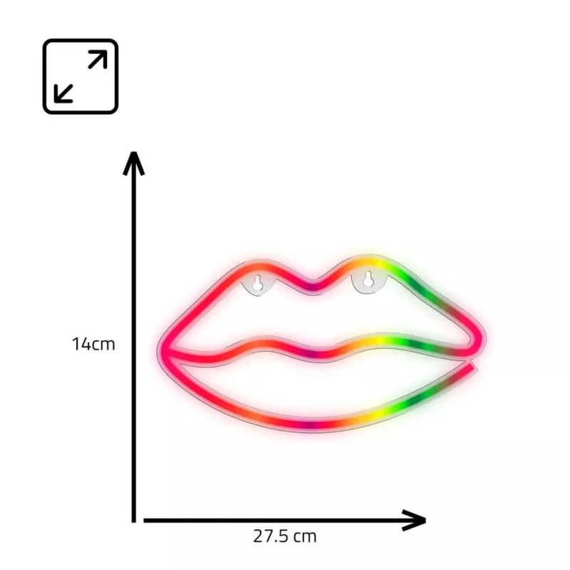 Luzes de néon MANTA SNL61RGB LIPS RGB letreiro decorativo com mudança de cor, modelo SNL61RGB