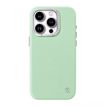 Capa de proteção Joyroom PN-15F2 para iPhone 15 Pro – verde, brilhante, com cristais