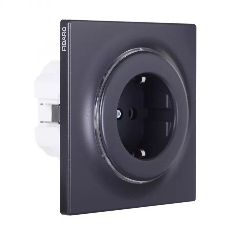 Tomada tipo F Fibaro FGWSONF-011-8, 1 tomada, 110–230 V, 50/60 Hz, preto