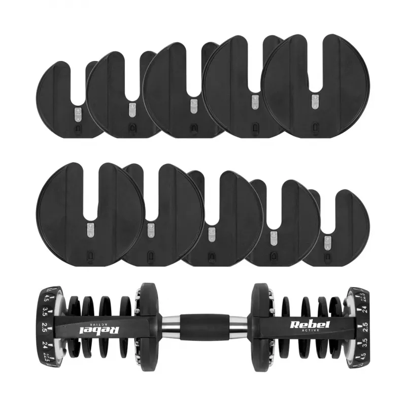 Haltere de ferro fundido ajustável Rebel RBA-2303 — até 24 kg, preto, peça única