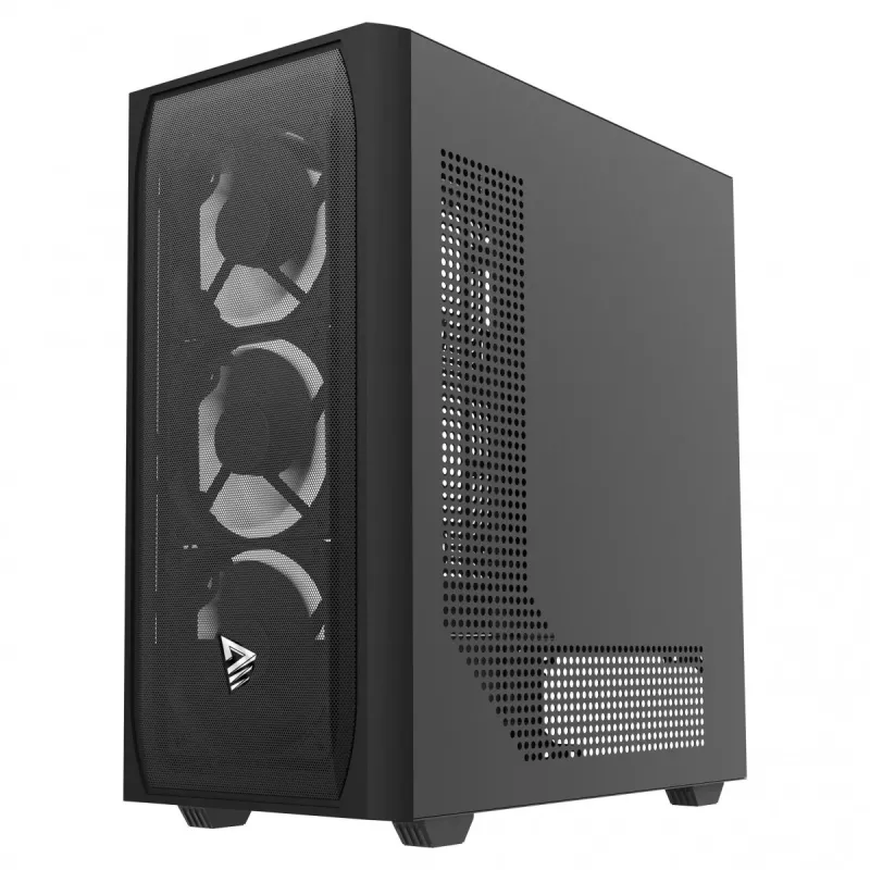 Caixa de PC SAVIO Noctis Flow — Cube Mini-ITX/Micro-ATX/ATX, 3x120 mm à frente, 1x120 mm atrás, 2x3,5 polegadas + 3x2,5 polegadas baías, vidro temperado