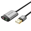 Vention placa de som externa USB 0,15M cinzento metal tipo