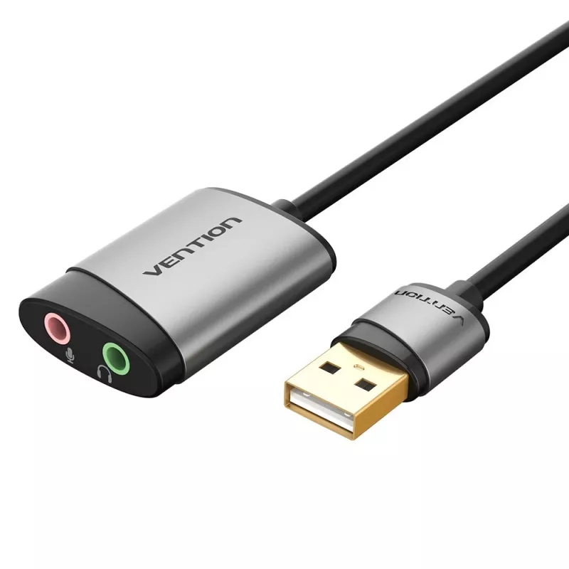 Vention placa de som externa USB 0,15M cinzento metal tipo