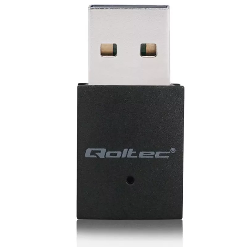 Adaptador Wi-Fi Mini USB sem fios compacto QOLTEC 57007 – Single-Band 2,4 GHz, até 150 Mbit/s, antena interna