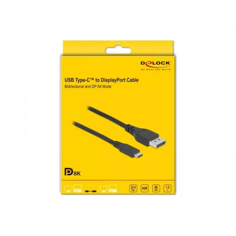 Cabo USB Type-C para DisplayPort DeLOCK 86040 8K 60 Hz 1,5 m