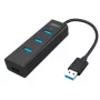 UNITEK Y-3089 Hub de interface USB 3.2 Gen 1 (3.1 Gen 1) Type-A 5000 Mbit/s preto