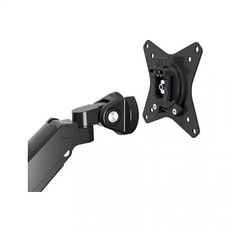 Suporte de secretária duplo Manhattan para TV e monitores (Full Motion mola a gás) com dock integrado, para ecrãs até 27 polegadas, ligações (x7): Ethernet, HDMI (x2), USB-A (x3) e USB-C, Power Delivery (100 W) para a ligação USB-C (requer fonte de alimentação/cabo USB-C separado), VESA: 75x75 e 100x100 mm
