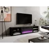 Móvel de TV Cama Meble POLO 180x33x39 cm com lareira elétrica 1400–1600 W, preto, 2 prateleiras, laminado