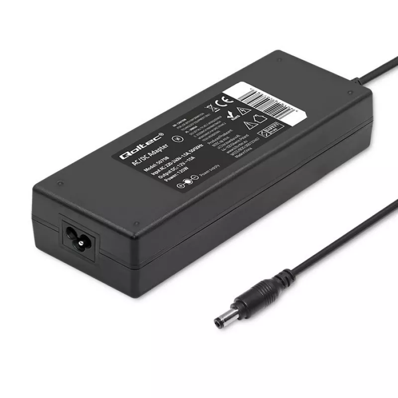 Fonte de alimentação de secretária Qoltec 120W | 12V | 10A | 5,5*2,5 | + cabo de alimentação