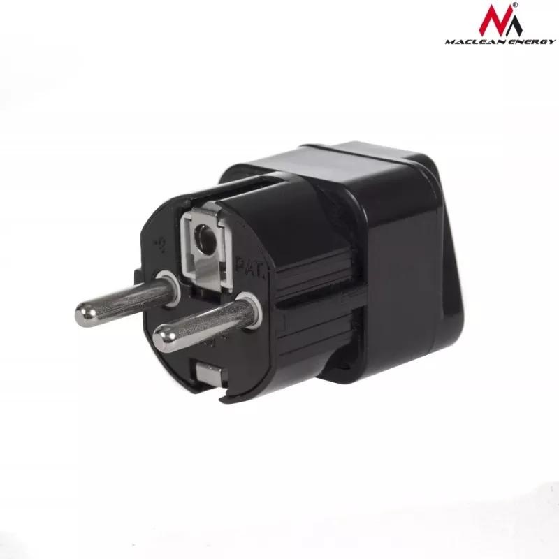 Maclean MCE155 adaptador de ficha universal, tomada UK para ficha UE, preto