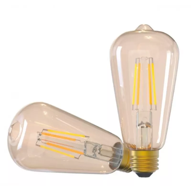 Tellur TLL331191 lâmpada inteligente WiFi de filamento E27, 6 W, 600 lm, 2000–5000K, regulável, âmbar, luz quente / branca