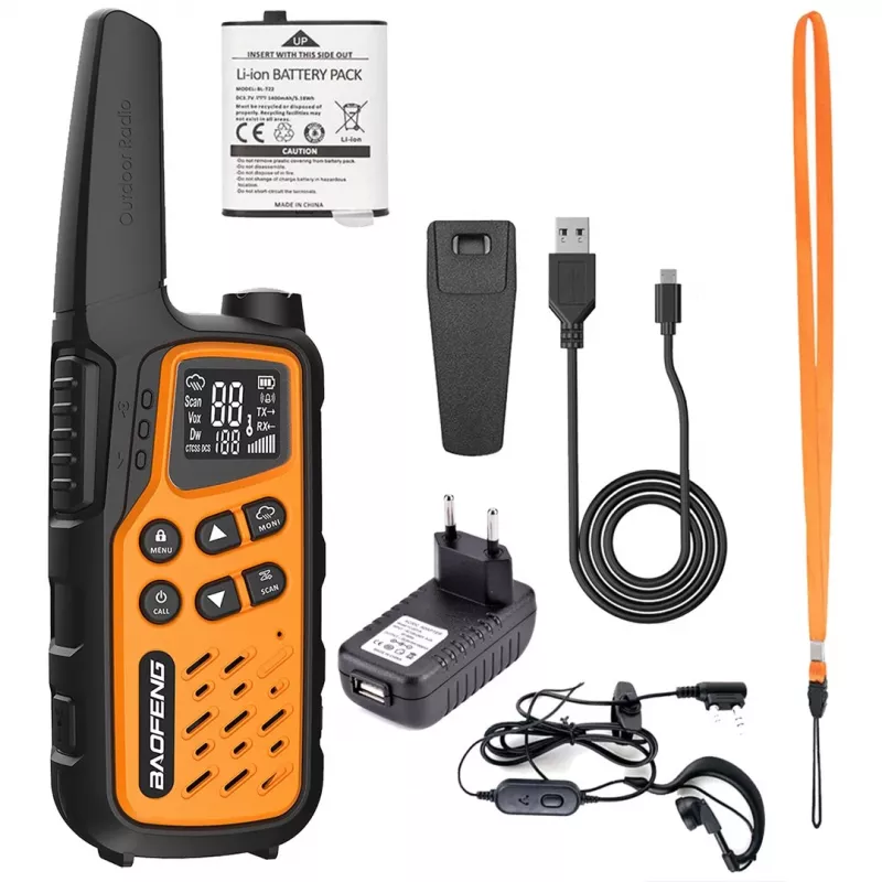 Walkie-talkie Baofeng BF-T25E laranja, 2 unid.