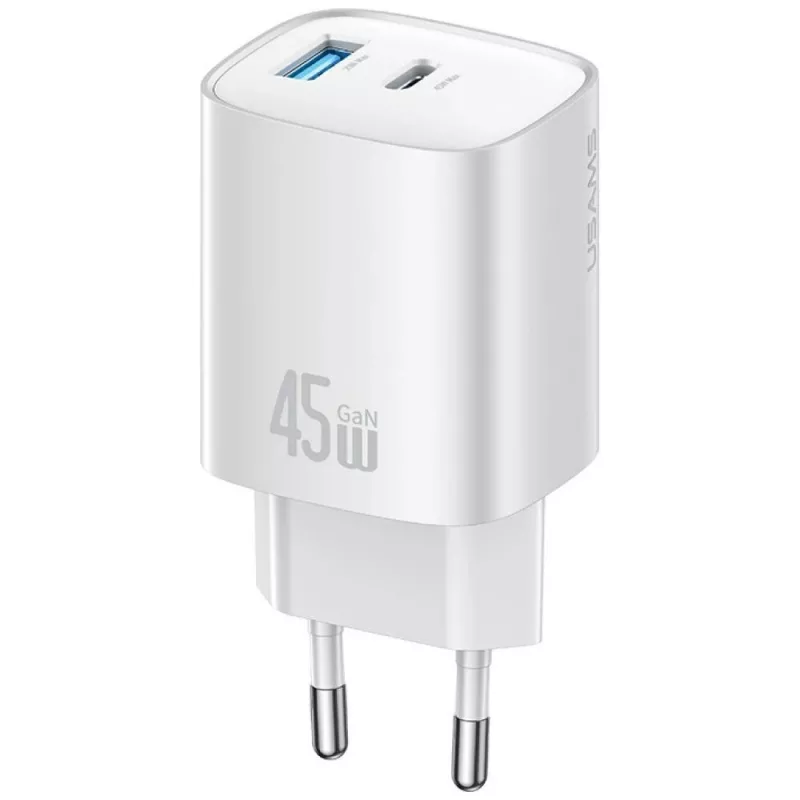 Carregador T66 45W GaN CC290 USB-A + USB-C