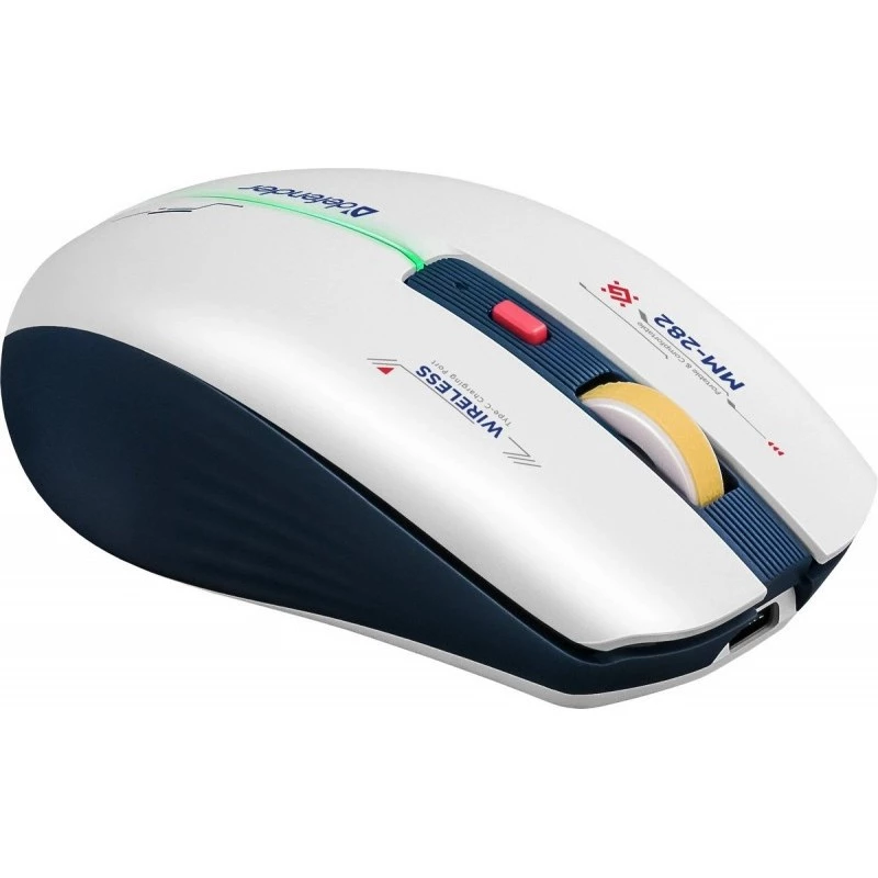 Rato gaming sem fios DEFENDER MM-282 RF — ambidestro, ótico 1800 DPI, 5 botões, USB, alimentado por pilhas