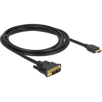 DeLOCK - Cabo de vídeo - Single Link - HDMI / DVI - DVI-D (M) para HDMI (M) - 2 m - Isolamento triplo - Preto - Parafusos serrilhados