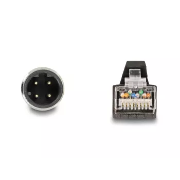 Cabo de rede DeLOCK M12 com codificação D de 4 pinos, ficha macho para ficha macho RJ45 PUR (TPU) 5 m