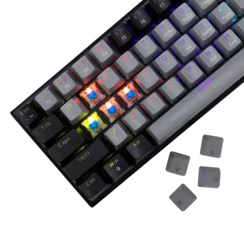 Teclado mecânico gaming White Shark Wakizashi GK-002721V2 — estrutura cinzento-preto, layout US, switches azuis