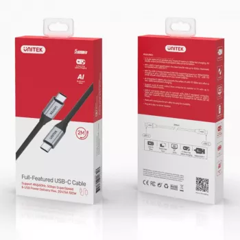 Cabo USB UNITEK C14091ABK USB 3.2 Gen 2 2m USB-C preto