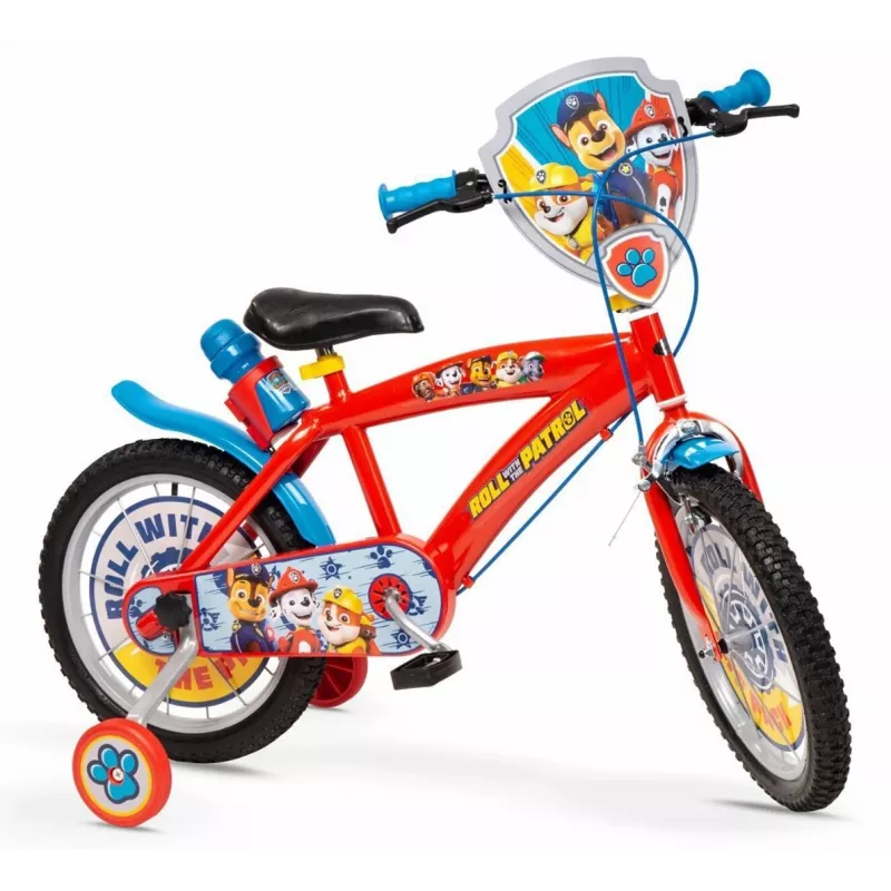 Bicicleta infantil Toimsa 16 polegadas Paw Patrol vermelha modelo 1678, rodas de 16 polegadas, mudanças de entrada
