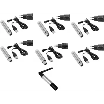 Sistema sem fios DMX EUROLITE QuickDMX conjunto transmissor 1x + 6x recetor com bateria (envio/receção DMX sem fios)