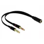 DeLOCK - adaptador para headset - ficha mini de 4 polos (F) para ficha jack mini estéreo (M) - 20 cm - preto