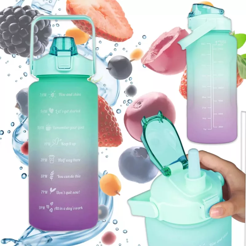 Garrafa motivacional Extralink, 2000 ml, verde-roxo, BUT-190