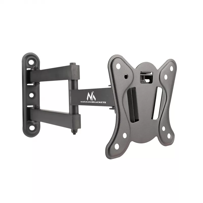 Suporte de parede para TV/monitor Maclean MC-417 totalmente articulado 13-32 30kg máx. VESA 100x100 preto com pintura em pó suporte universal ajustável distância à parede ajustável rotativo inclinável