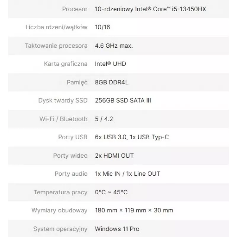 Computador Avtek Ops I5 13450HX 8GB 256GB/WIN 11 Pro