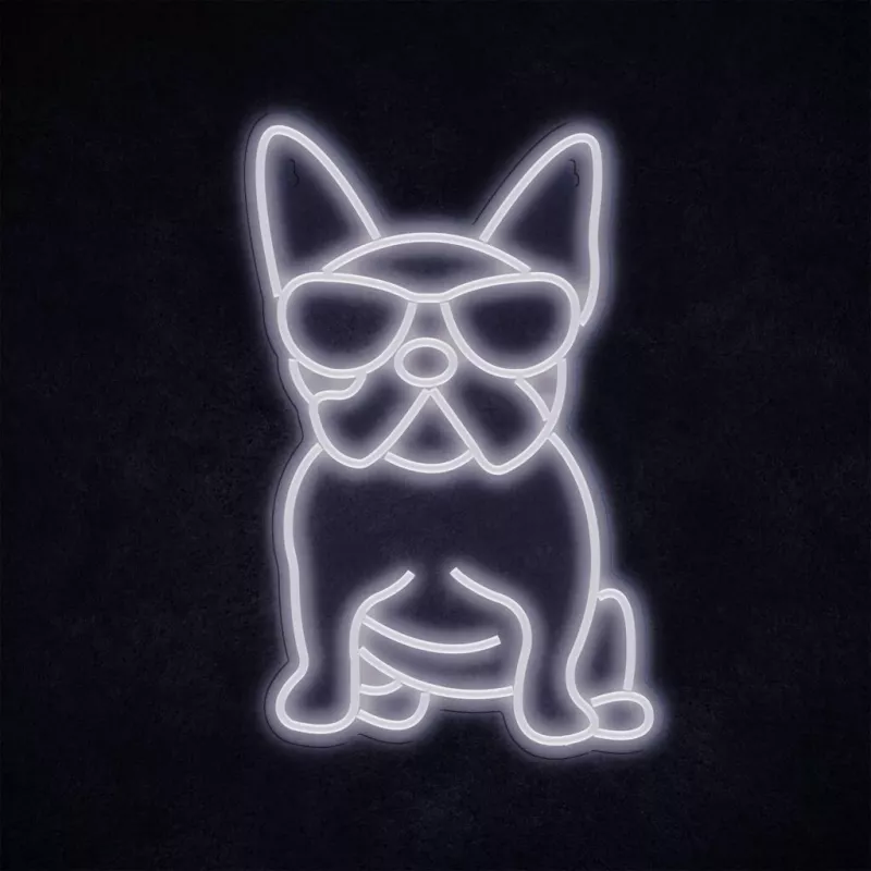 Luz néon MANTA Manta SNL66WH French Bulldog White — letreiro de néon LED decorativo em forma de buldogue francês