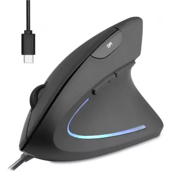 Perixx PERIMICE-513 C rato ergonómico vertical USB-C preto para destros (PERIMICE-513 C)