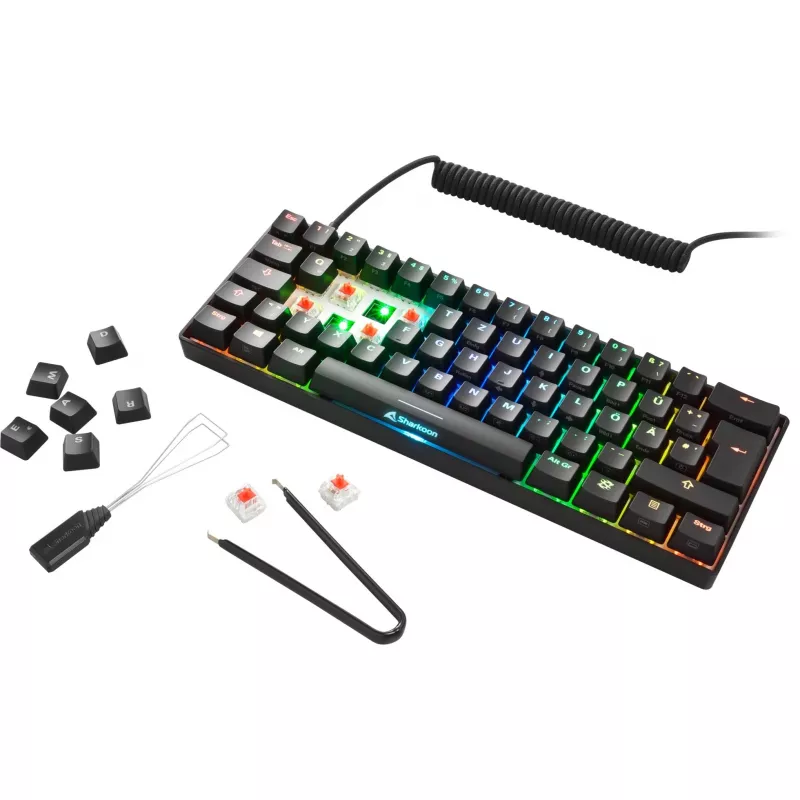 Sharkoon SGK50 S4 Teclado Gaming USB AZERTY francês preto 60% RGB LED