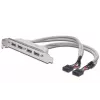 Cabo para chapa de slot USB 2.0 HighSpeed Tipo 2xIDC (5pin)/4xUSB A M/F cinzento 0,25 m