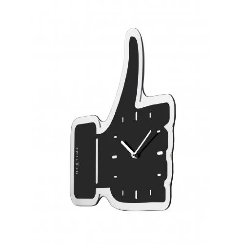 NeXtime Relógio de parede 3072zw Thumbs up, 40,5x41 cm, parede, preto/prateado