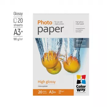Papel fotográfico ColorWay PG180020A3+ A3+ Brilhante 180 g/m² Jato de tinta