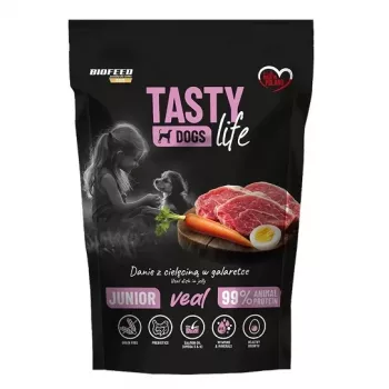 BIOFEED Tasty Dogs Life Junior vitela - ração húmida para cães - 500g