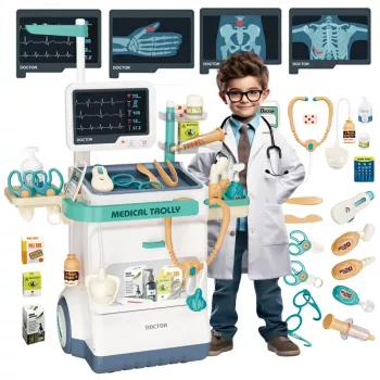 Extralink Toys conjunto de médico interativo, carrinho médico grande brinquedo
