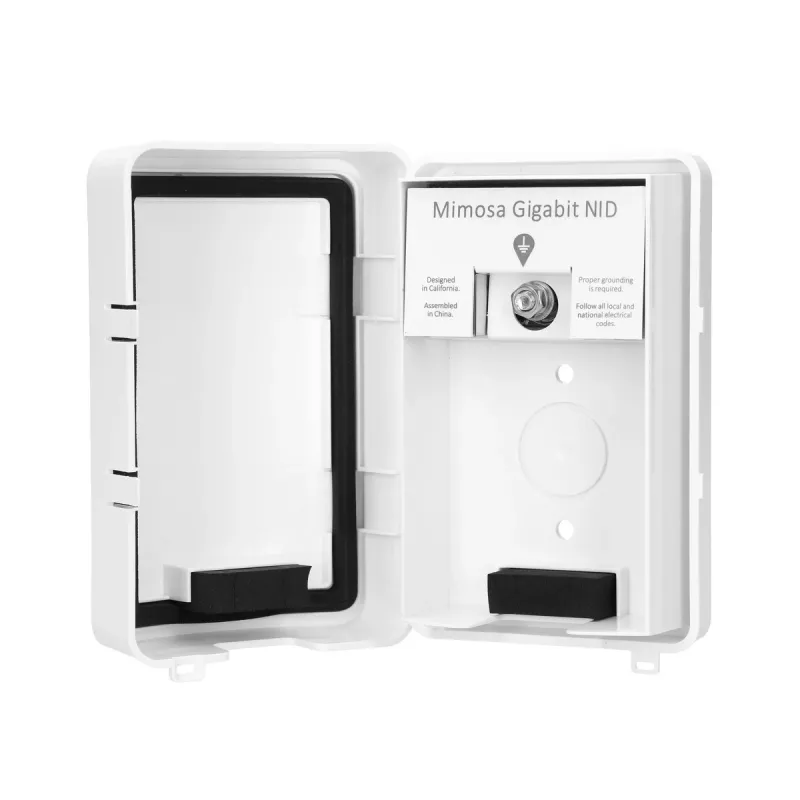 Interface exterior, para-raios com ligação à terra Mimosa NID, 2x RJ-45, Gigabit, IP54
