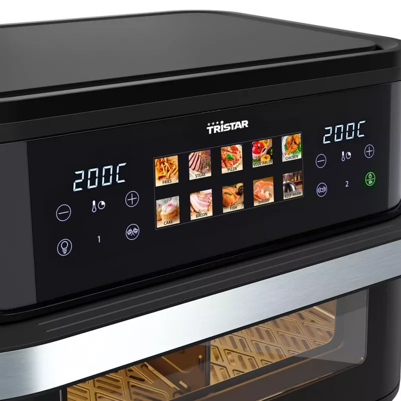 Fritadeira de ar quente Tristar FR-9078 dupla 10 L, 2800 W, controlo tátil, LCD, preto/aço inoxidável