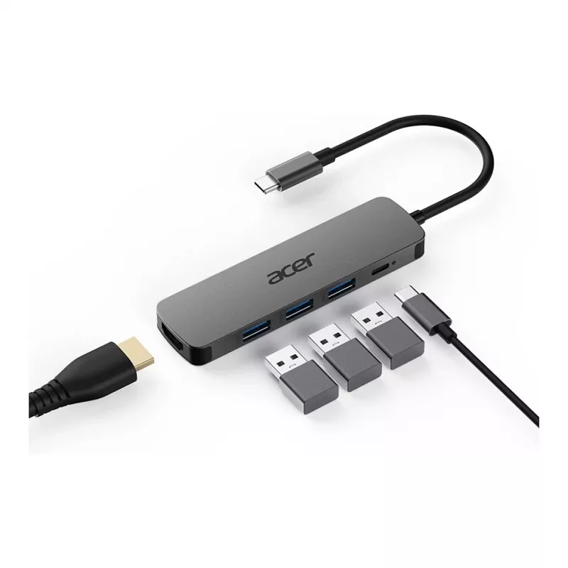 Dongle Type-C 5 em 1 Acer HP.DSCAB.021 com HDMI, USB 3.0 e Power Delivery 100W