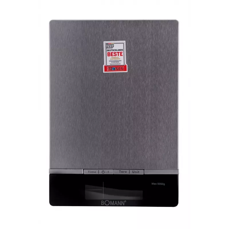 Bomann KW 1421 CB balança de cozinha, ecrã LCD, aço inoxidável, 160 x 230 x 18 mm, AAA, preta (614211)