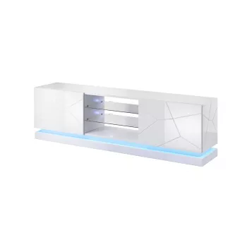 Móvel de TV Cama QIU 200 MDF branco brilhante/branco brilhante