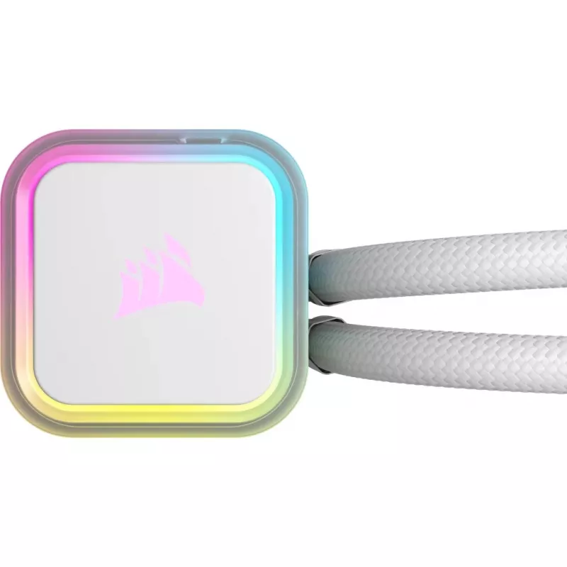 Sistema de refrigeração líquida para processador CORSAIR iCUE H100i RGB ELITE pack de 1 branco 120 mm