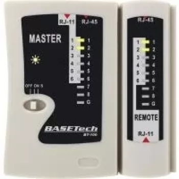 Testador de cabos Basetech BT-100 BT-100 compatível com RJ-45, RJ-11