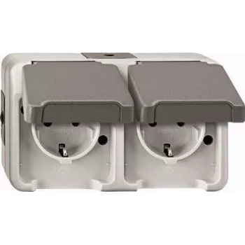 Tomada Merten MEG2321-8029 CEE 7/3 cinzento, IP44, 250 V, 16 A, 143×57×83 mm
