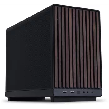 Caixa para PC Lian Li A3-mATX Torre Micro — Micro-ITX/Micro-ATX, Wood & Preto, suporta fontes de alimentação ATX/SFX/SFX-L