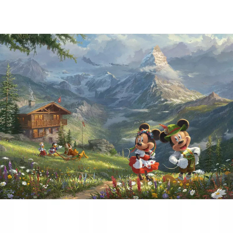 Thomas Kinkade Studios: Disney - Mickey & Minnie nos Alpes, puzzle 1000 peças